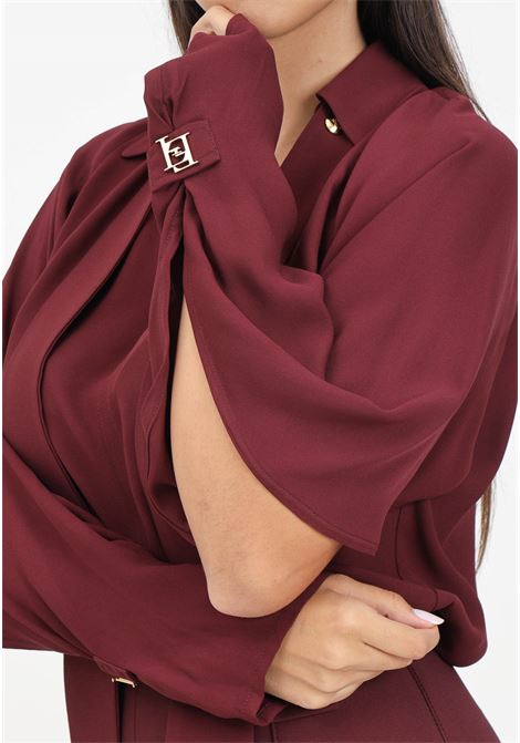 Burgundy women's georgette blouse with scarf ELISABETTA FRANCHI | CA05946E2CG3